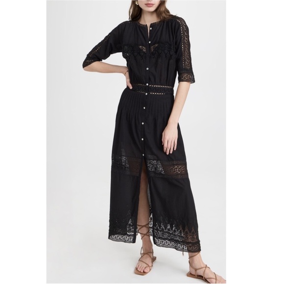 LoveShackFancy Beth Lace Maxi Dress in Black Eyelet - Picture 2 of 16